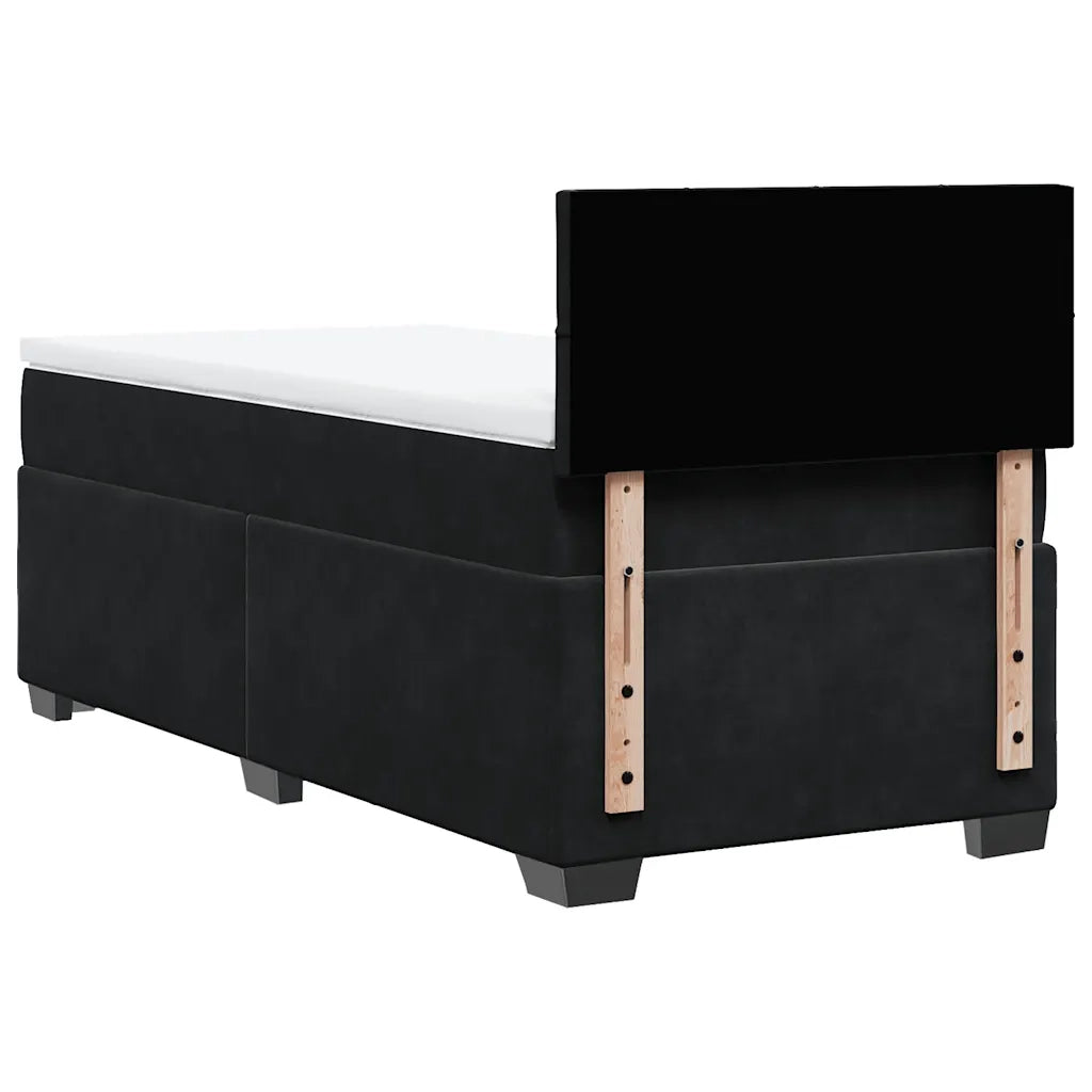 Giroletto a Molle con Materasso Nero 90x190 cm in Velluto