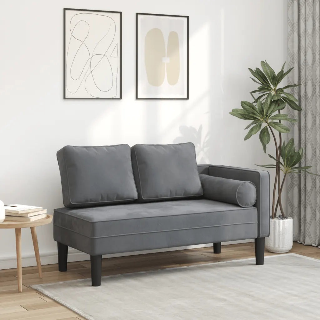 Chaise Longue con Cuscini Grigio Scuro in Velluto CFW1778845