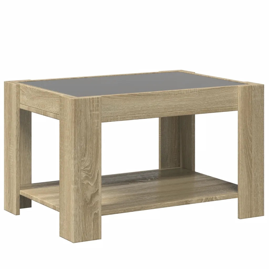 Tavolino salotto | Tavolino da caff¨¨ | Tavolino da Soggiorno con LED Rovere Sonoma 73x53x45 cm Multistrato