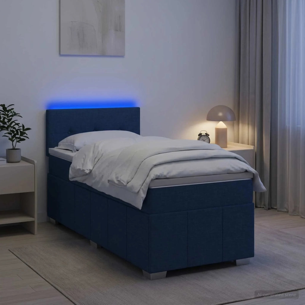 Letto box spring con materasso Blu 100 x 200 cm Tessuto 3452613
