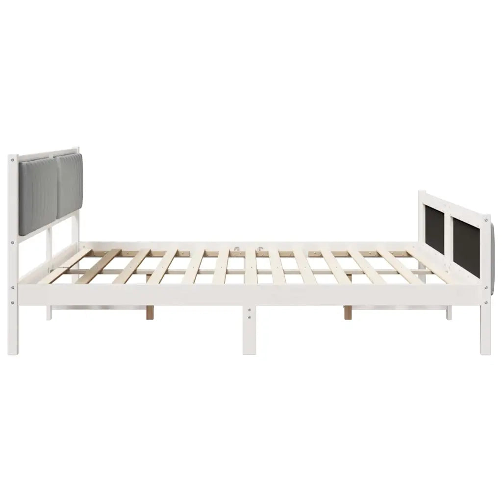 Struttura del Letto Bianco e grigio chiaro 200 x 200 cm 3394302