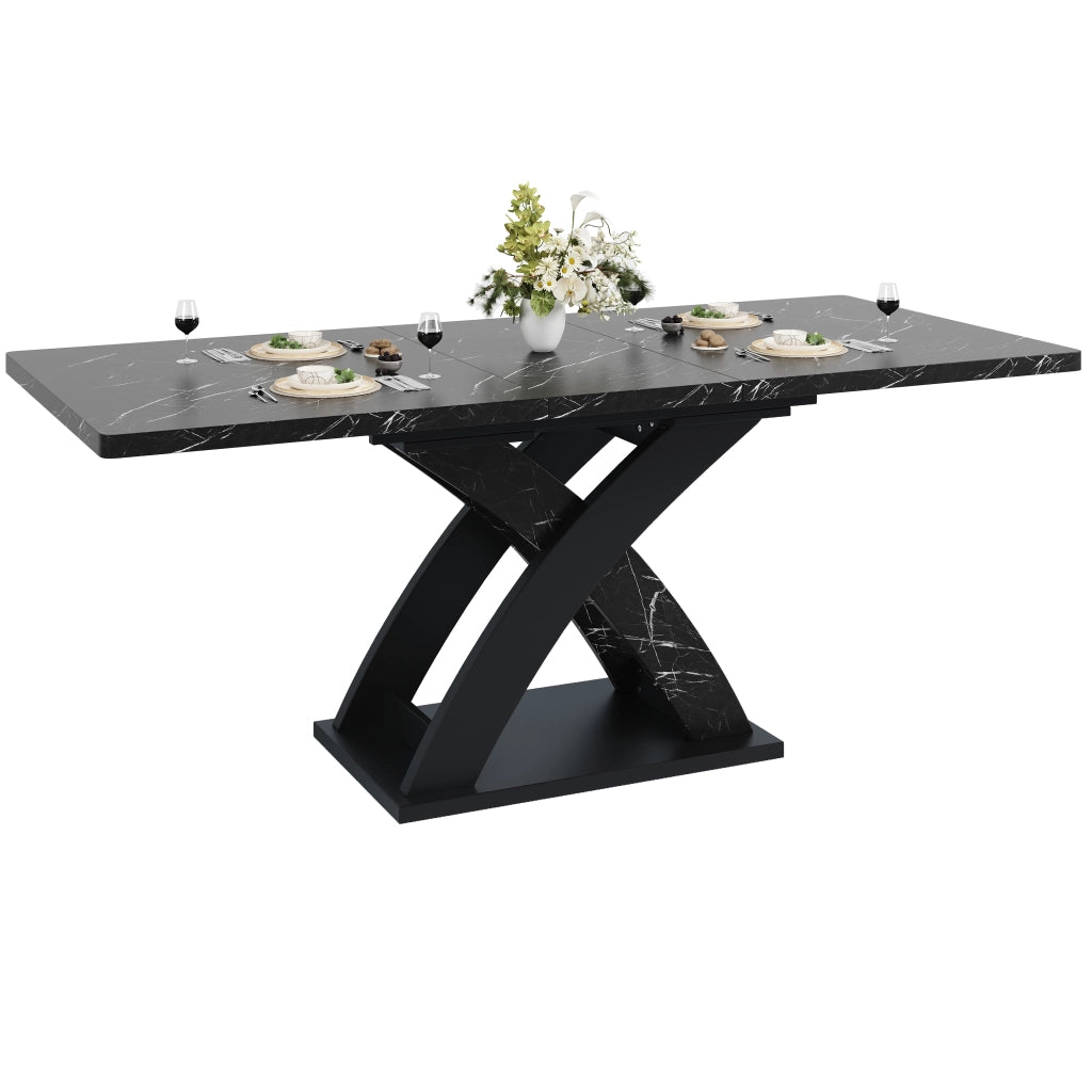 Tavolo allungabile con piano in MDF e struttura in metallo con guide nascoste per cucina soggiorno e balcone nero