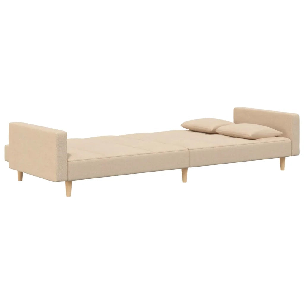 Divano letto | Sof¨¤ letto | Letto singolo a 2 Posti con 2 Cuscini Crema in Tessuto