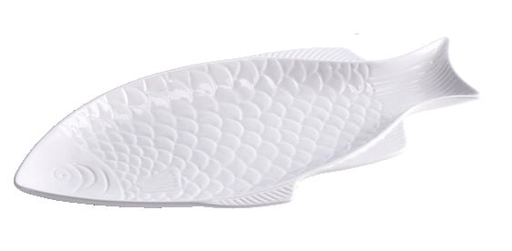 1 Pezzo Vassoio da Cucina in Ceramica Forma Pesce 41 x 19 x 3 cm