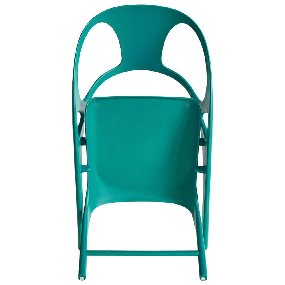 Set di 4 sedie da giardino in polipropilene verde thè plastica leggera e resistente agli agenti atmosferici per interni e per esterni.