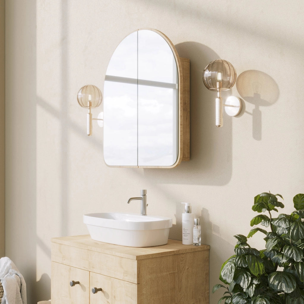 Vigano, Mobile Pensile Specchio Incluso, 60x70h cm Marrone Rovere
