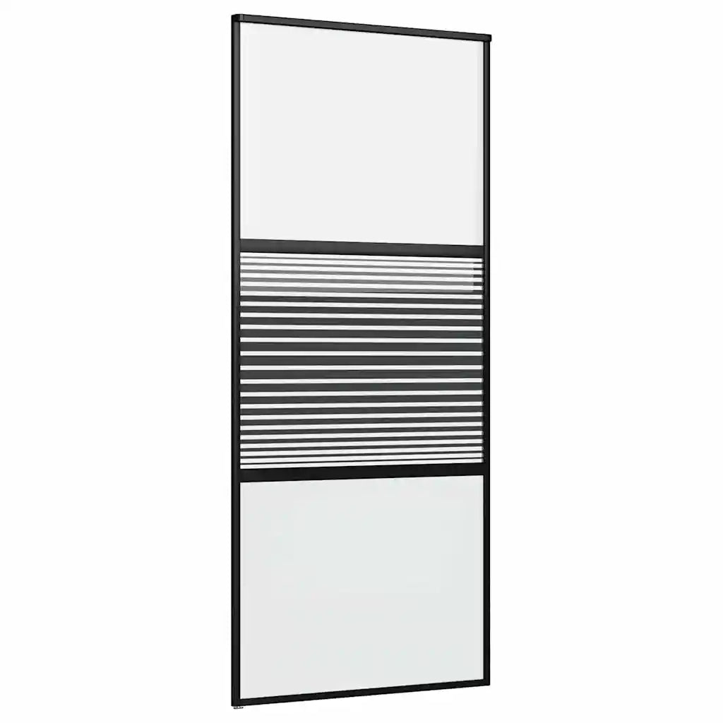 Porta in vetro Rigato Nero 90 x 2 x 205 cm Alluminio