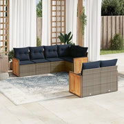 Set Divani da Giardino 7 pz con Cuscini Grigio in Polyrattan 3227825