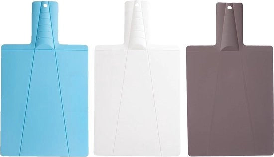 Plastica Vouwsnijplank 38 x 21,5 cm Antiscivolo Opvouabile per Cucina Pic-nic Taglio di Frutta Verdura Carne Blu Bianco Grigio
