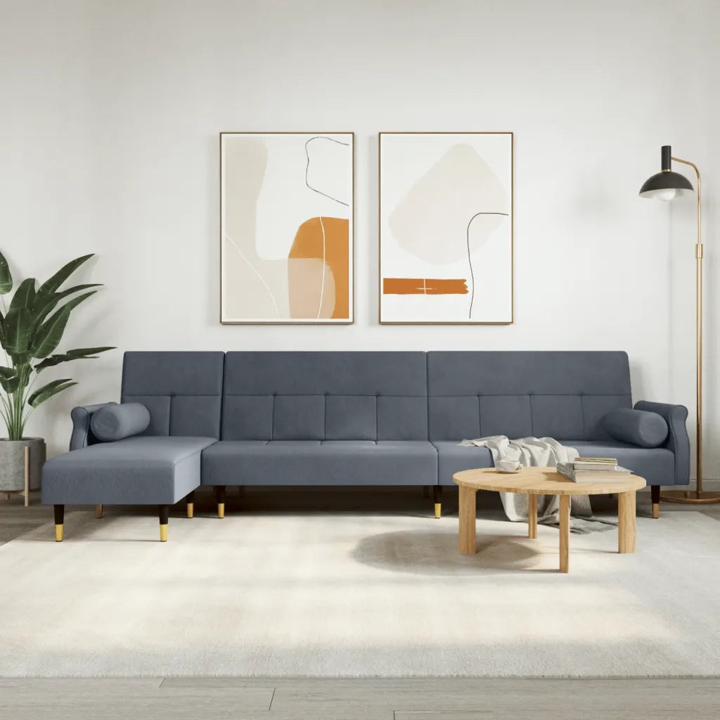 Divano Letto a L Grigio Scuro 271x140x70 cm in Vellutocod mxl 70022