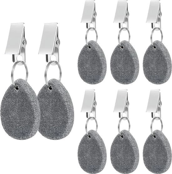 8 pezzi di pesi per tovagliato di marmo naturale con clip - per esterno - peso per tovagliato di marmo.