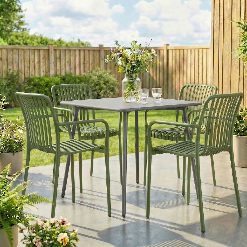 Sedia da Pranzo da Giardino Impilabile con Braccioli ¨C zephmum ¨C Grigio