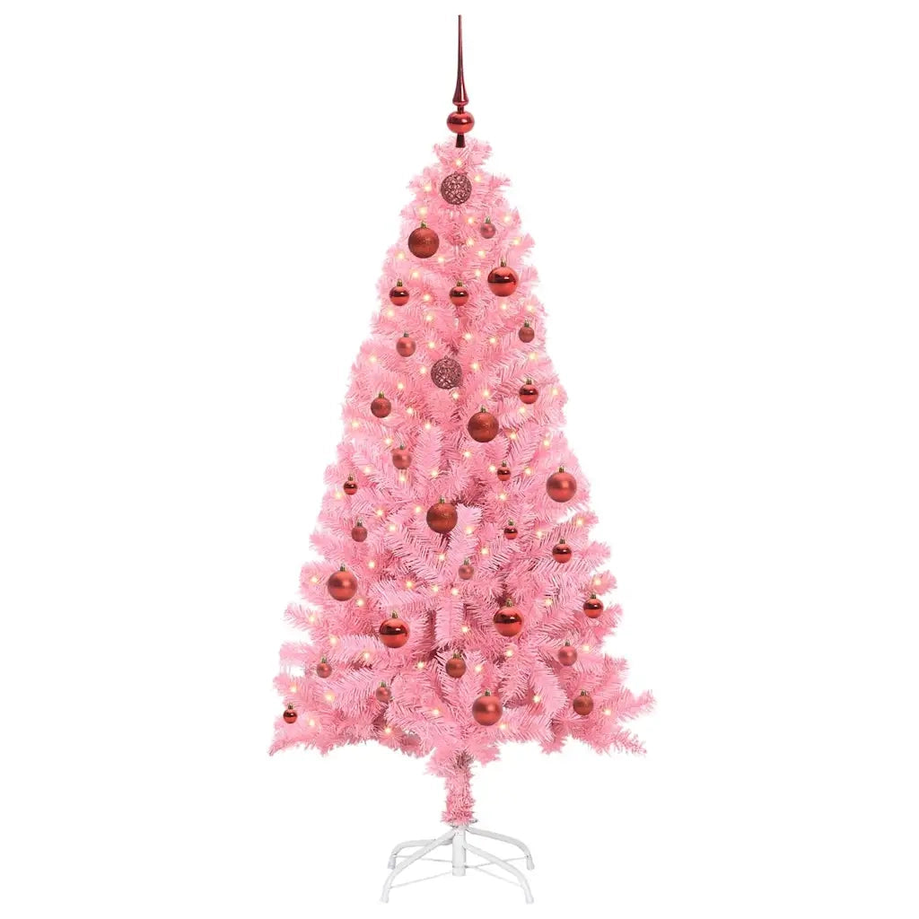 Albero di Natale con 150 LED con supporto Rosa 150 cm PVC 3396416
