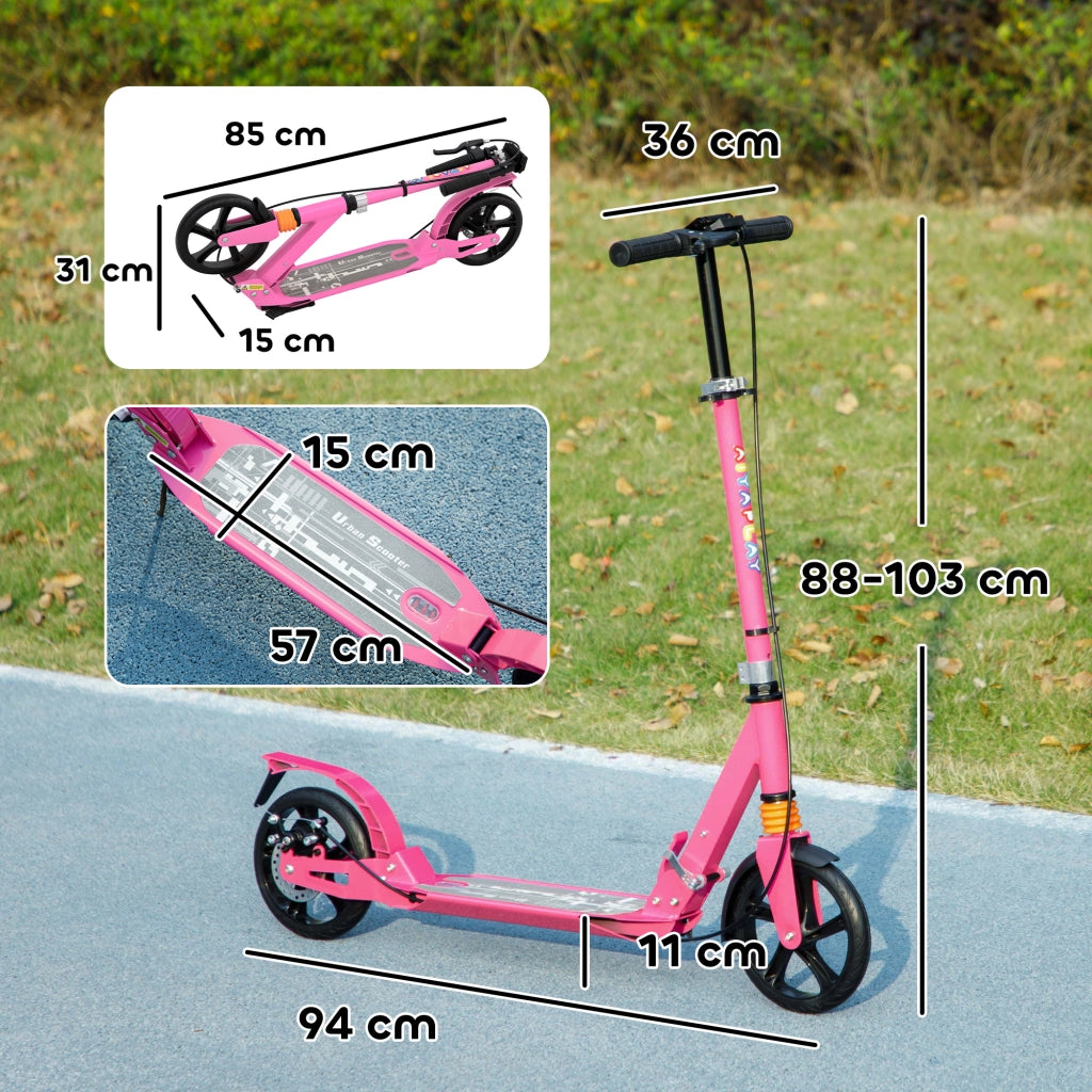 Monopattino per Bambini Regolabile e Pieghevole ¨C zephmum ¨C Rosa 94x36x88-103 cm