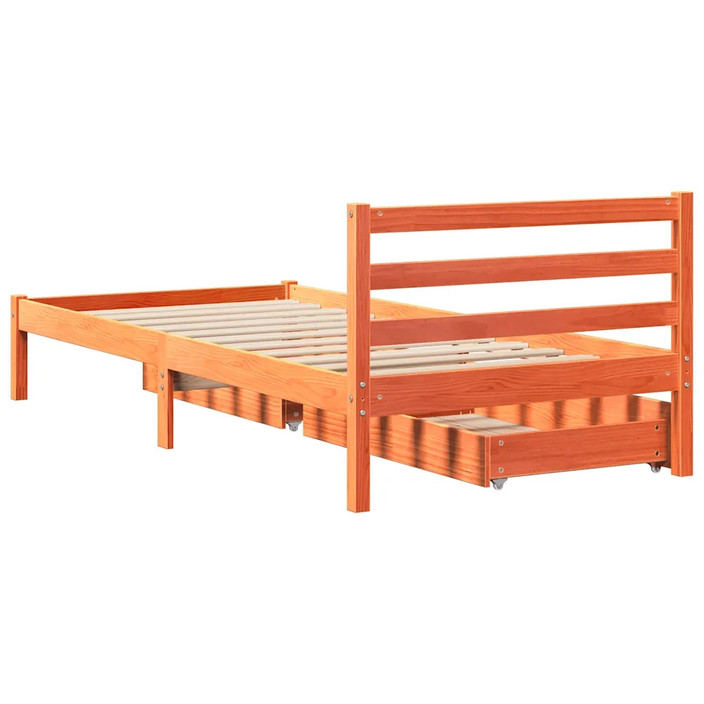 Letto senza Materasso Marrone Cera 90x190 cm in Legno di Pino 3301551
