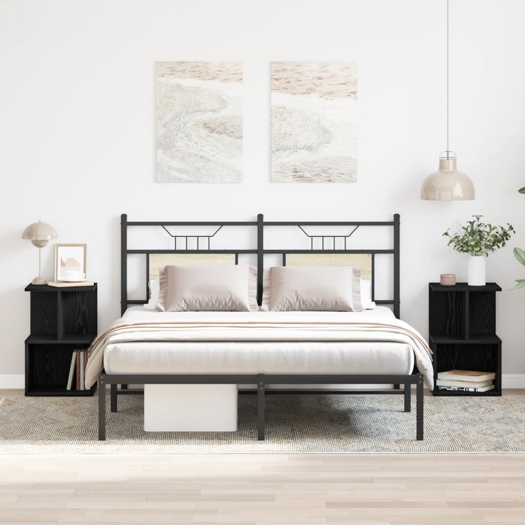 Comodini 2 pz Nero Rovere 35x35x55 cm Legno ingegnerizzato
