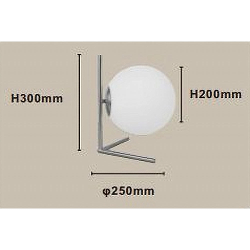 Trade Shop - Lampada Da Tavolo Scrivania Ramo Con Sfera In Vetro Luce Attacco E27 Argento 33887 -