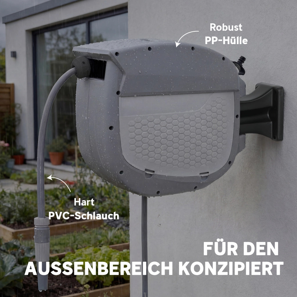 Carrello Avvolgitubo per Giardino 20m con Schlauch ¨C zephmum ¨C Grigio 180¡ã Girevole
