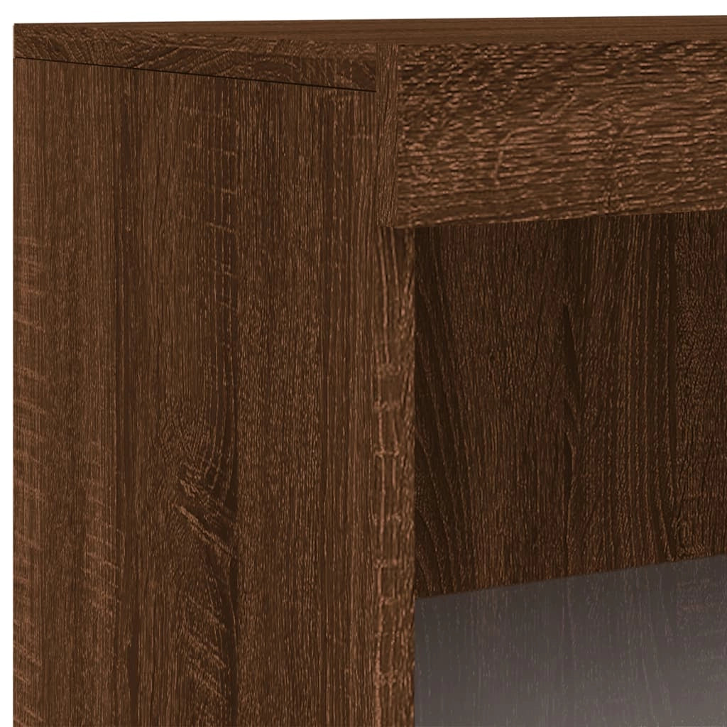 Credenza cassettiera armadio mobile contenitore organizer per cucina soggiorno salotto con luci LED 60,5 x 37 x 100 cm marrone 02_0029925