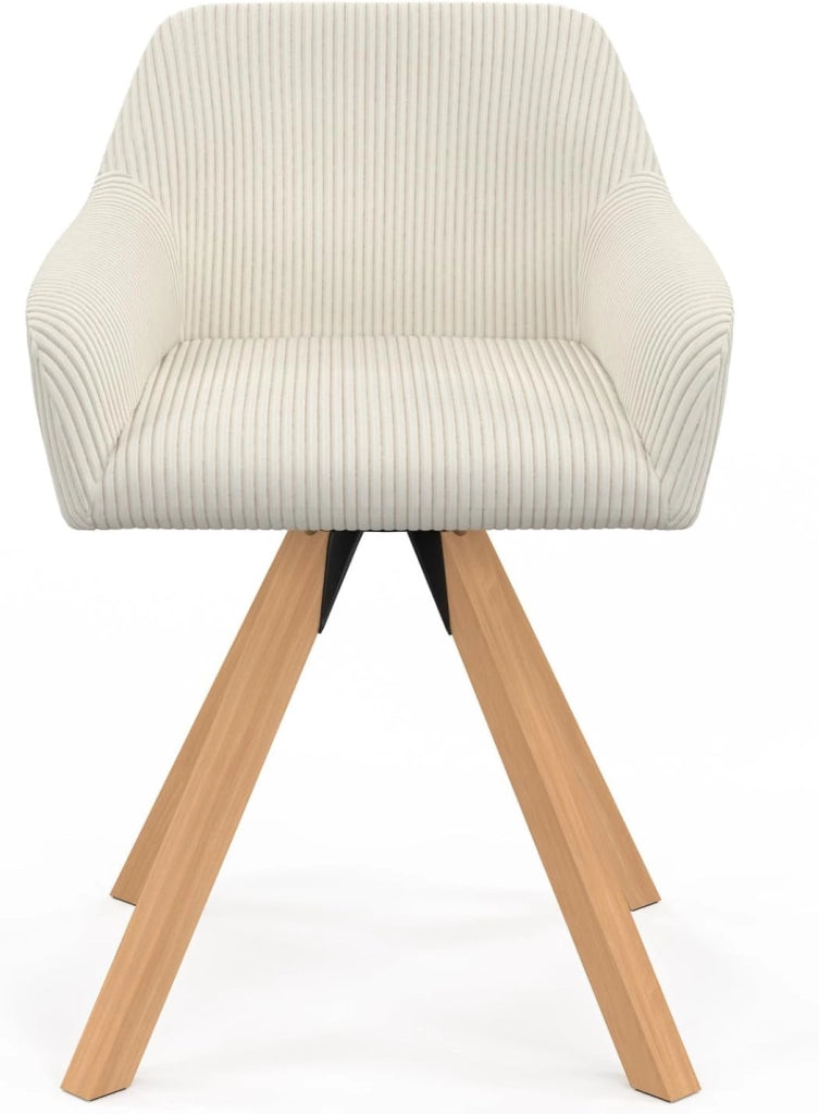 Set di 2 sedie da pranzo girevoli in velluto a coste beige JANY e poltrone da tavolo