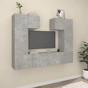 Set di Mobili Porta TV 6 pz Grigio Cemento in Legno Multistrato 3114457