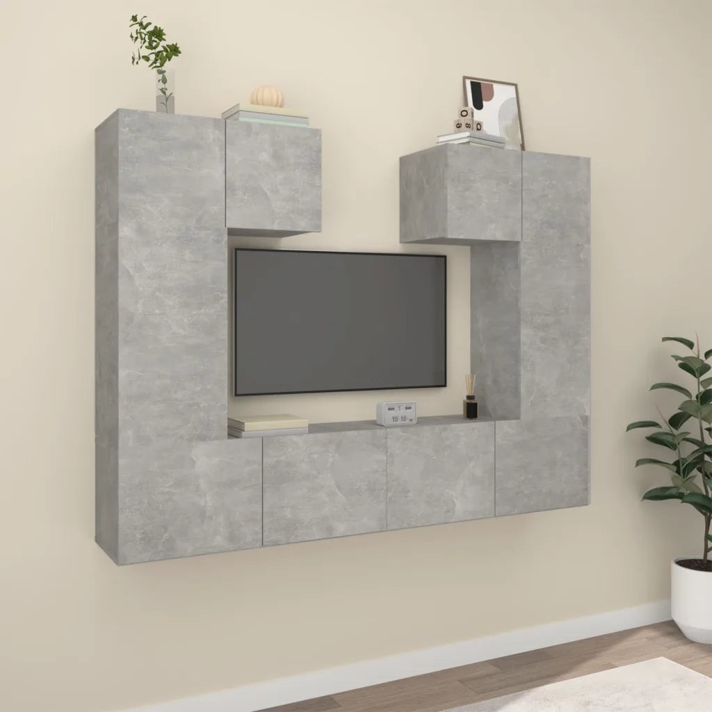 Set di Mobili Porta TV 6 pz Grigio Cemento in Legno Multistrato 3114457