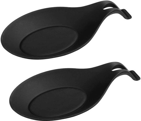 Lepelhouder in Silicone - 2 Stuks - Resistente al Calore - Accessori da Cucina - Nero