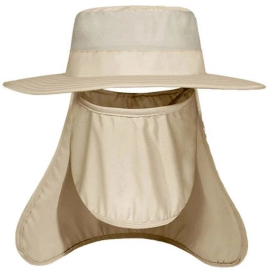 Cappello da pesca - Con protezione facciale e collo - Protezione UPF 50+ contro il sole - Protezione solare estiva - Cappello da pesca respirante per uso all'aperto per uomini e donne - Cappello alto rimovibile con grande ala