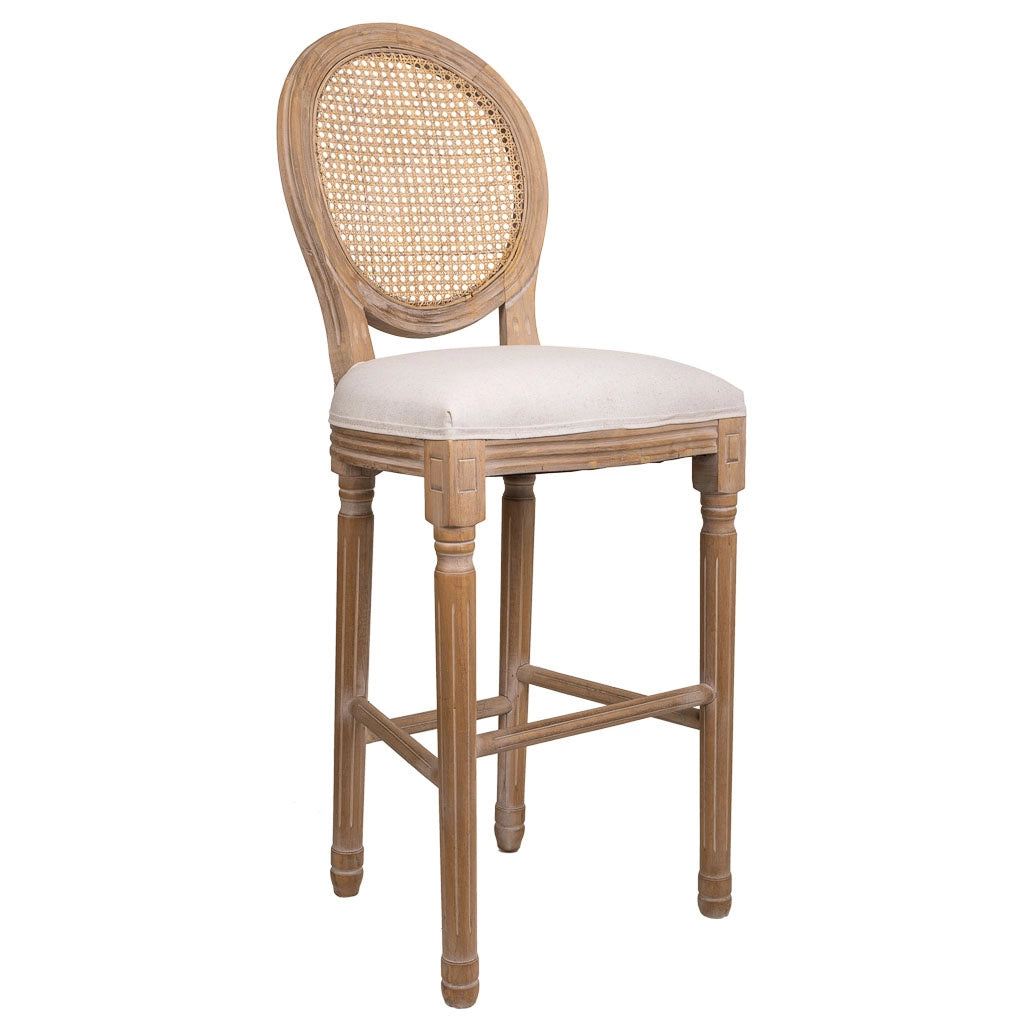 Sgabello in legno imbottito panna 48x42x76/121h