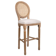 Sgabello in legno imbottito panna 48x42x76/121h