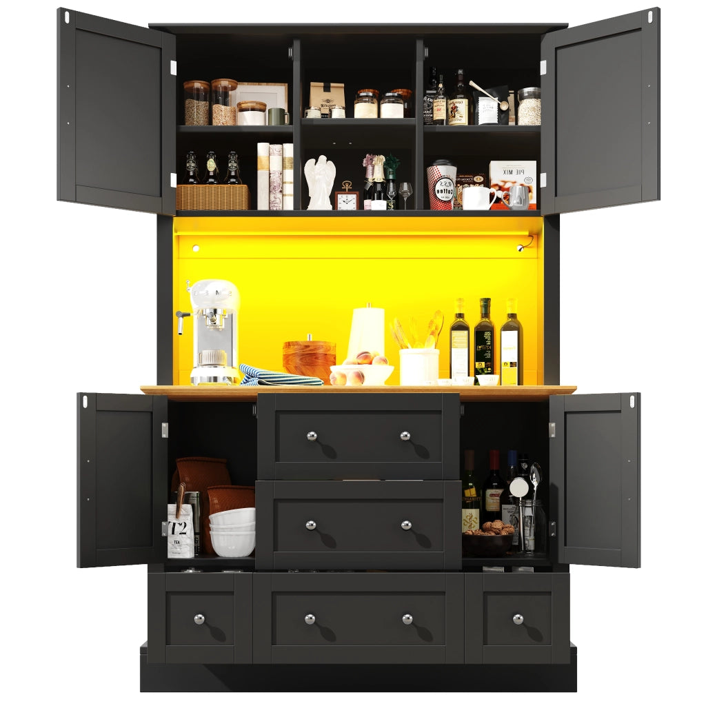Armadio Alto con Illuminazione LED e Cassetti ¨C MINIMAL ¨C Nero, 115x40x180 cm