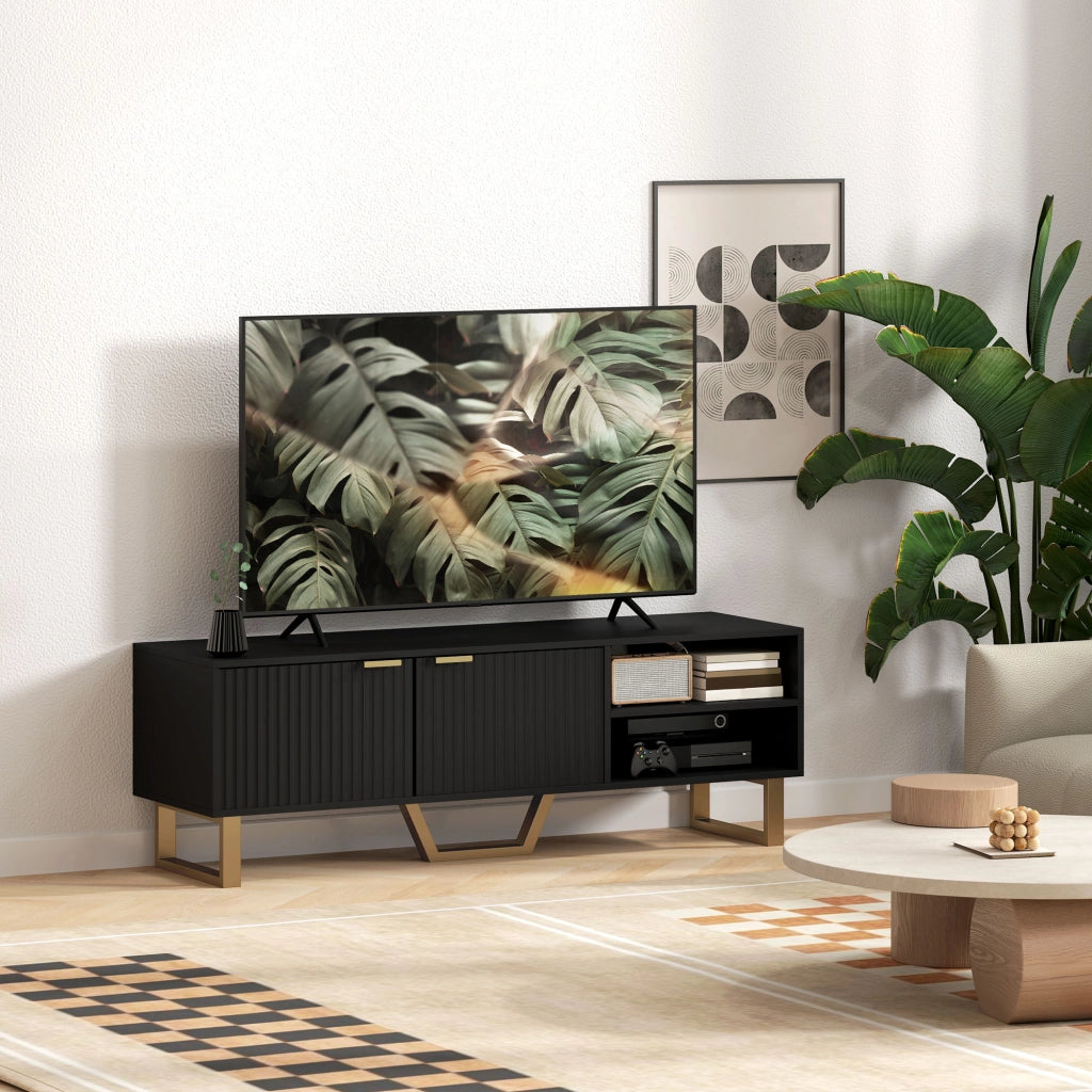 Mobile TV con ante e vano aperto ¨C Xylo ¨C Legno nero fino a 70 pollici