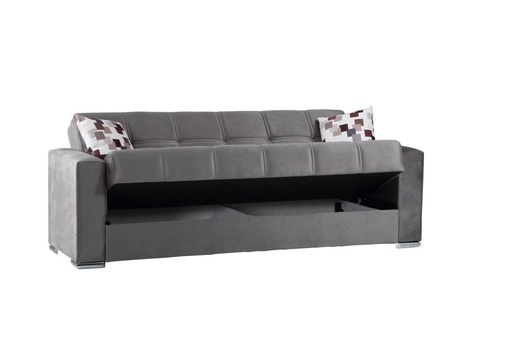 Arbano, Divano Letto 3 Posti Contenitore, 85x226 cm Nero