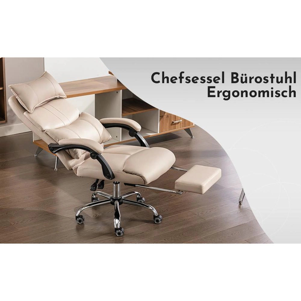 Sedia da ufficio ergonomica - Xylo - Regolabile in altezza doppio supporto lombare BEIGE