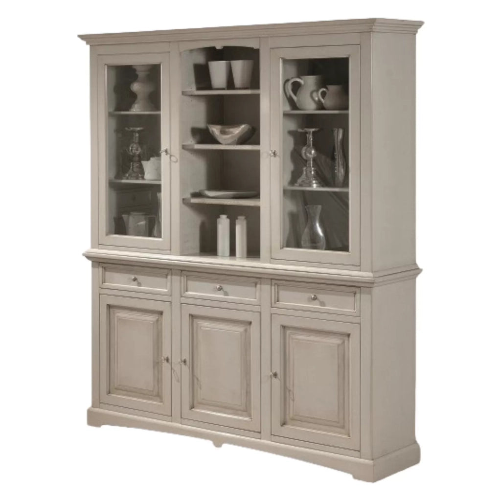 Cristalleria in legno 3 ante laccata grigio patinato misura l.170 p.46 h.215 - Mobili 2G