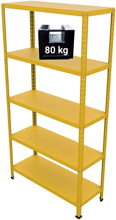 SCAFFALE IN METALLO GIALLO ETTORE KIT BULLONI 100 X 40 X H 187 CM 5 RIPIANI