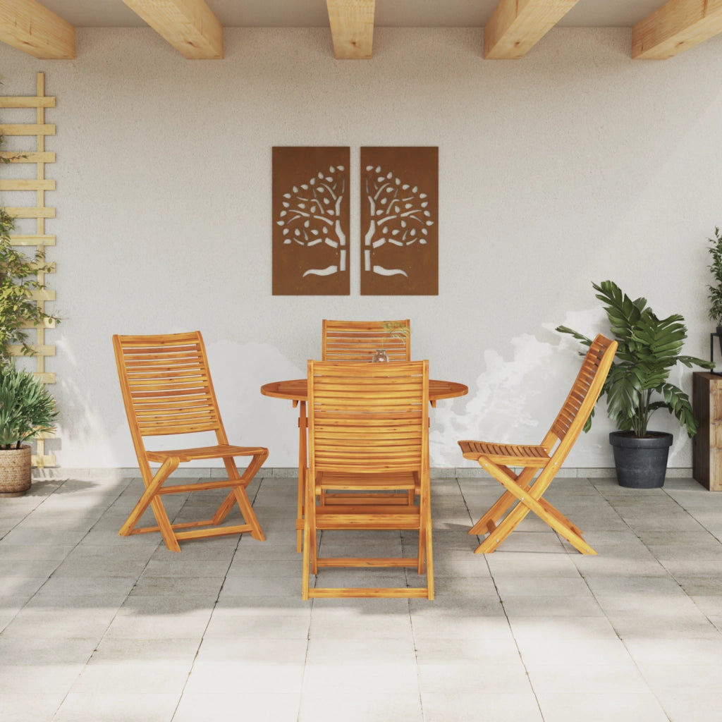 Set da pranzo da giardino 5 pezzi in legno massello di acacia