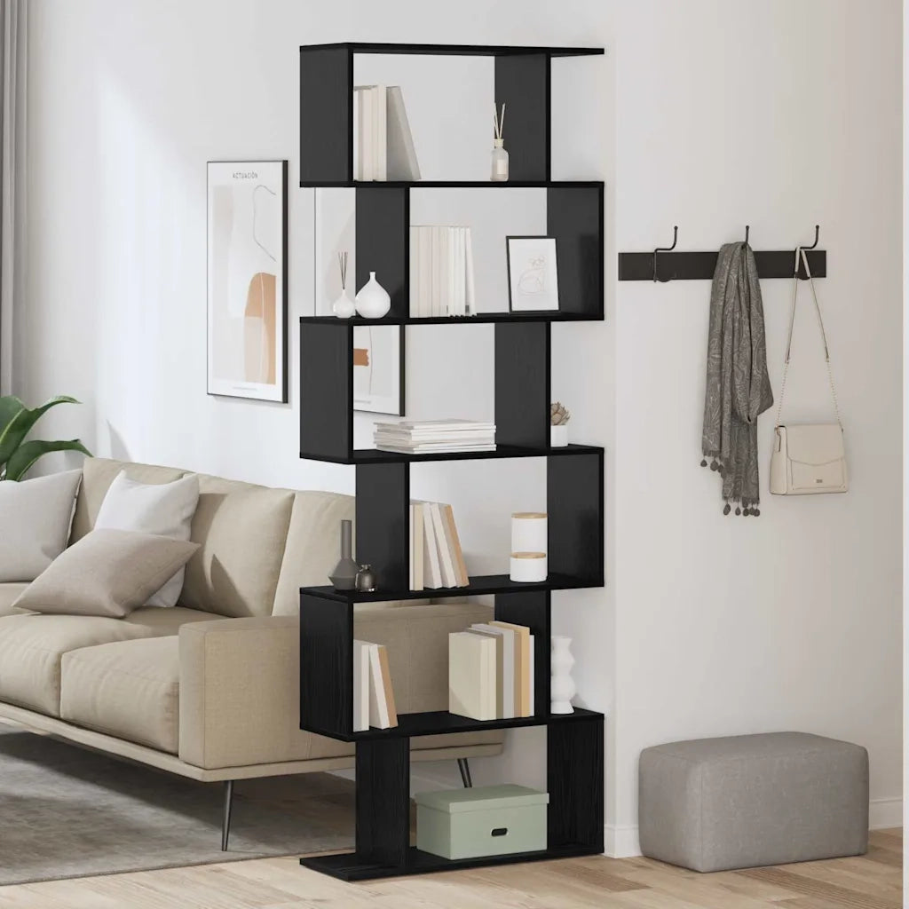 Armadio per Libri 6 livelli 70 x 24 x 193,5 cm Rovere Nero 869253