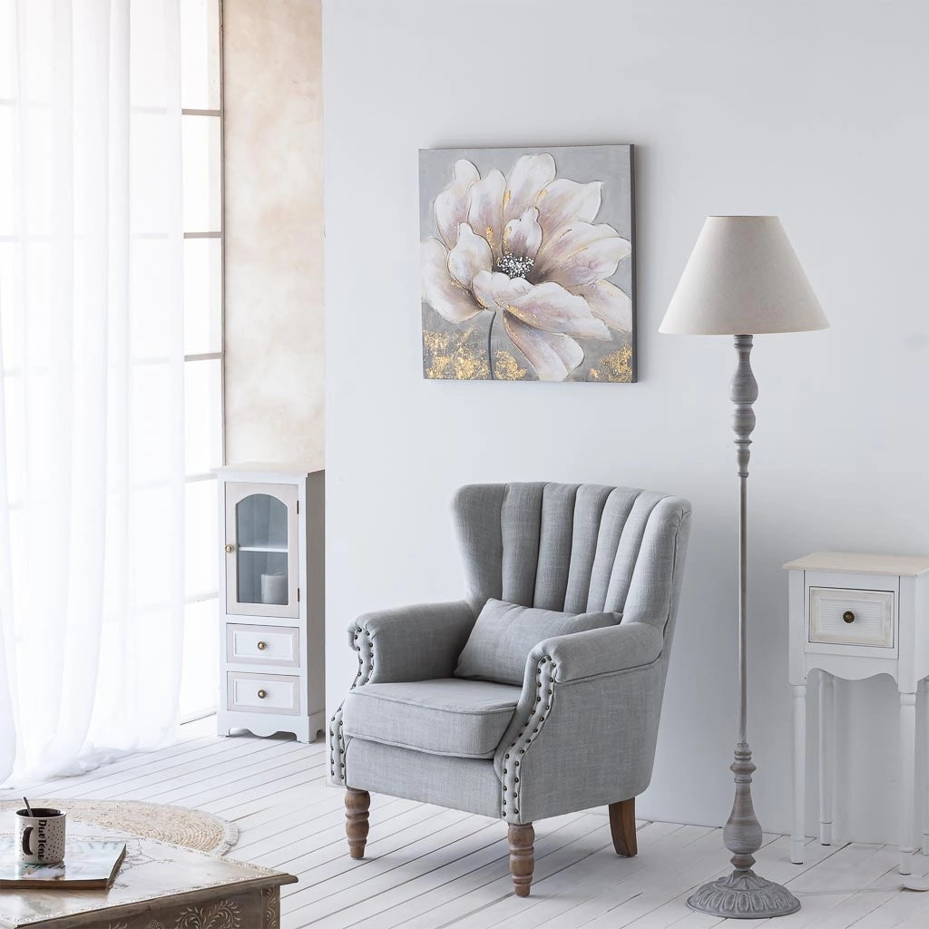 Comodino in legno bianco 33 x 26,5 x 72,5