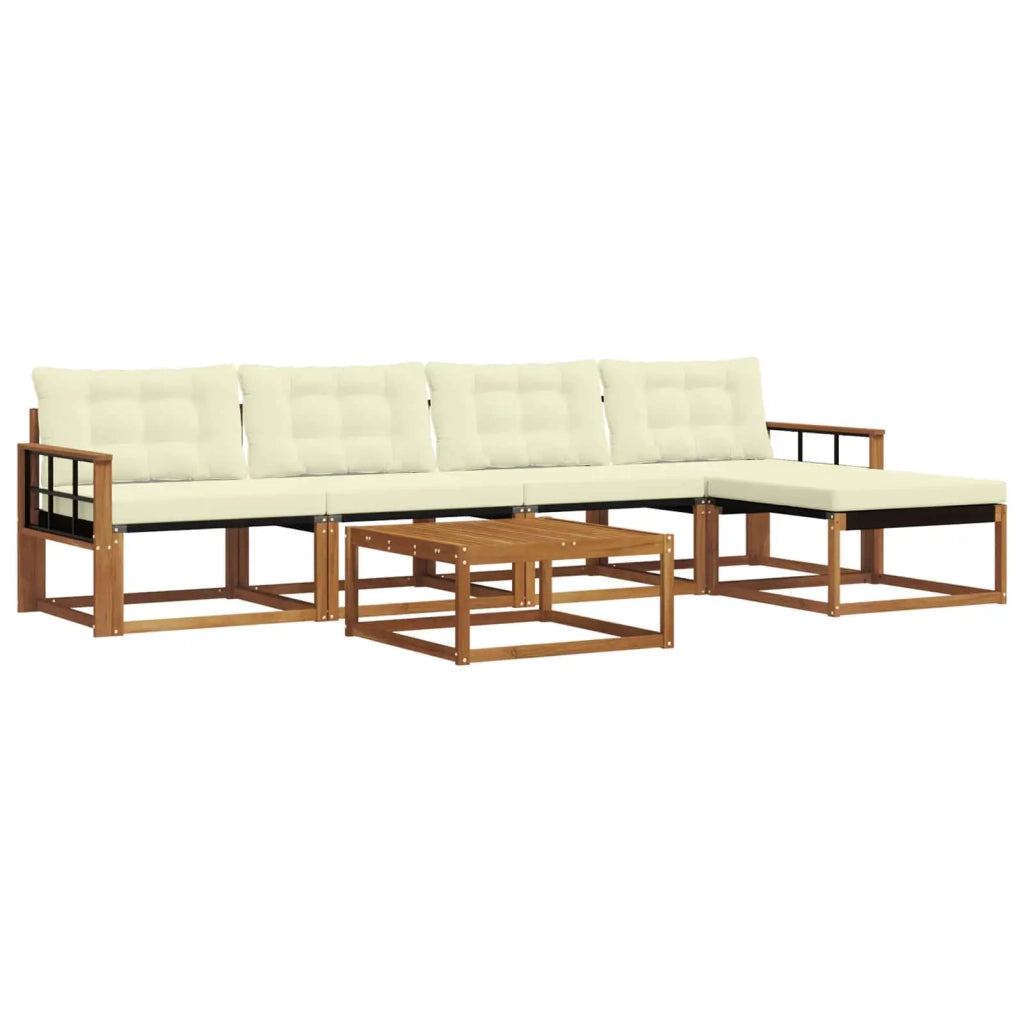 Set di divani da esterno con cuscino 6 pcs Naturale e Crema