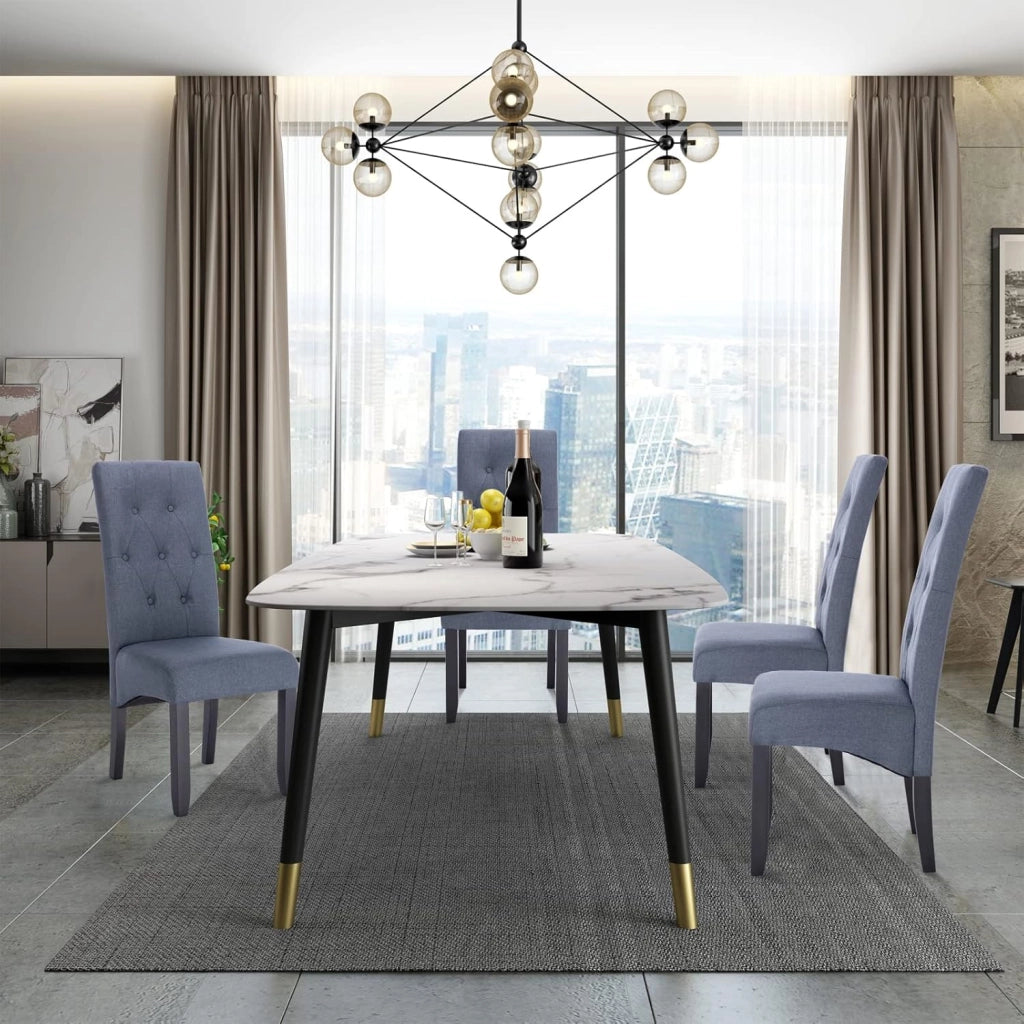 Sedie Sala da Pranzo per Cucina Ristorante Sedia Imbottita con Schienale senza Braccioli Tessuto di Lino Grigio Scuro BH106dgr-2