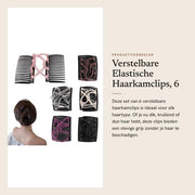 Accessori per capelli - 6 pezzi - Adattabile - Elastico - Per capelli spessi/crizanti - Adatto a diversi tipi di capelli - Clip per capelli