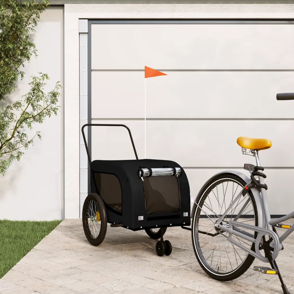 Rimorchio da Bici per Animali Nero Oxford e Ferro CFW2605195