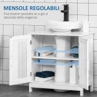 kleankin Mobiletto da Bagno Sottolavabo a 2 Ante in MDF Salvaspazio con Ripiani Regolabili 60x30x60cm Bianco