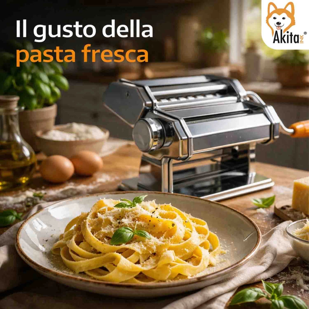 Akitaink Macchina da Pasta 3 Rulli Acciaio Inox con Morsetto