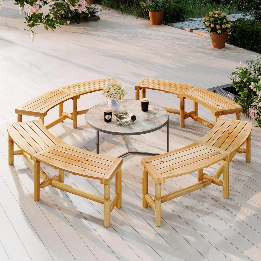 Panca da giardino resistente alle intemperie, per 3 persone, in legno massiccio, portata fino a 360 kg, curva, 170 x 58 x 45 cm