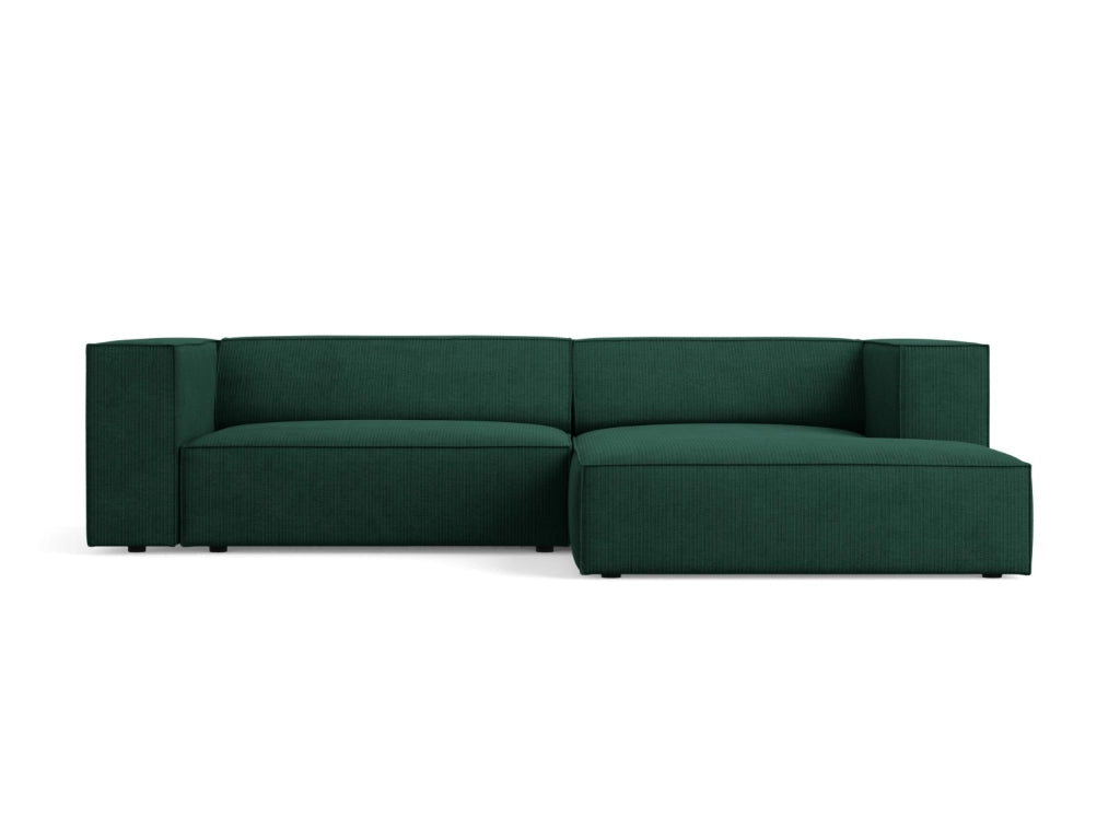 Cosmopolitan Design - Divano angolare destro "Arendal" 3 posti in ciniglia con effetto a coste verde bottiglia 