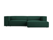 Cosmopolitan Design - Divano angolare destro "Arendal" 3 posti in ciniglia con effetto a coste verde bottiglia 