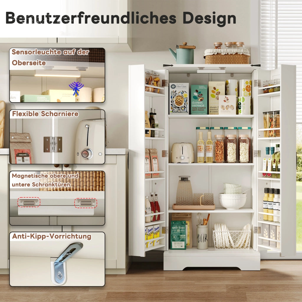 BUFFET CUCINA 60x35x128,5 cm Bianco MDF con LED