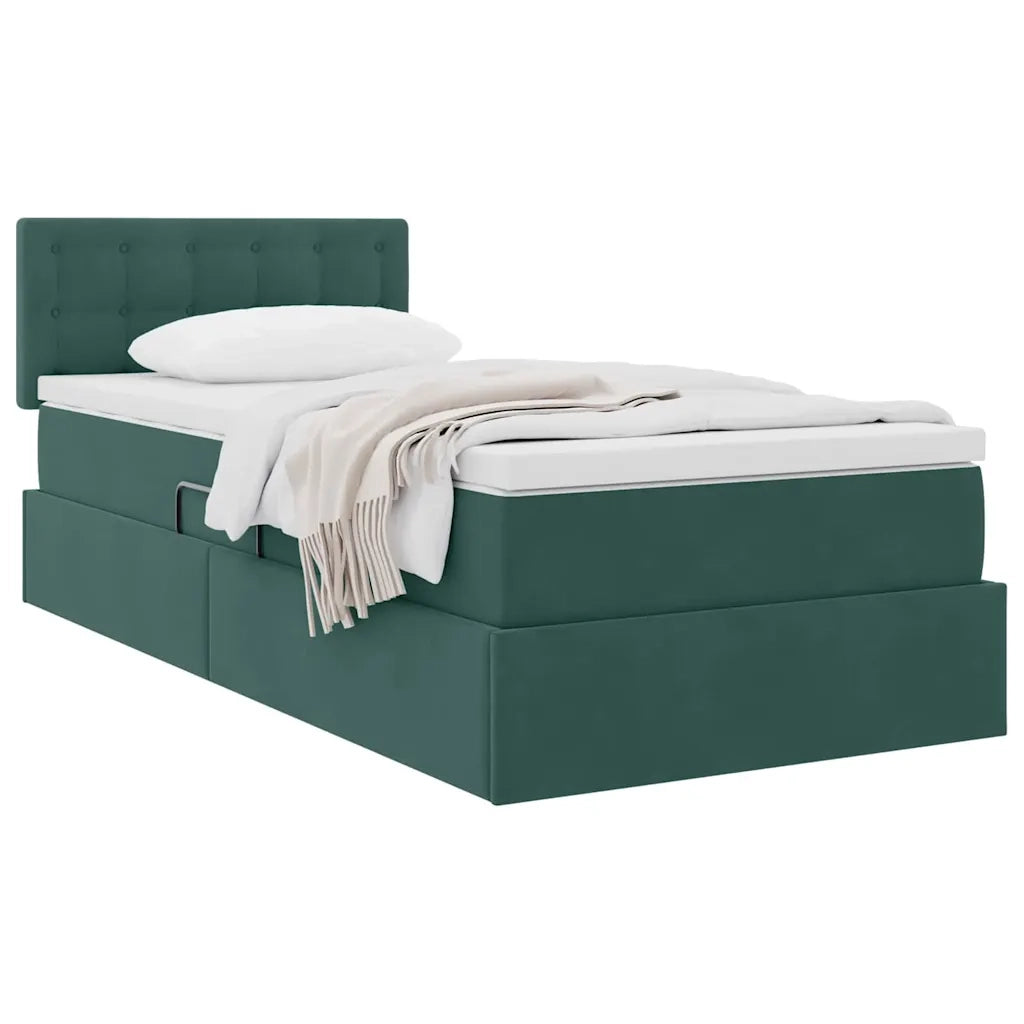 Letto con Contenitore Verde Scuro 90 x 190 cm Velluto